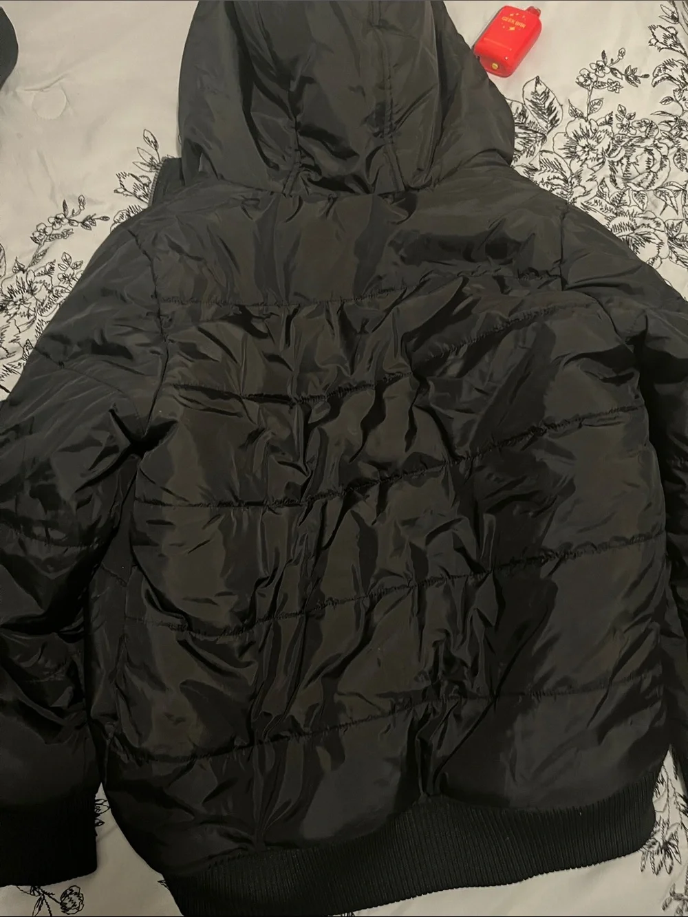 Tommy Hilfiger Kids Black Puffer Jacket with Red & White Trim